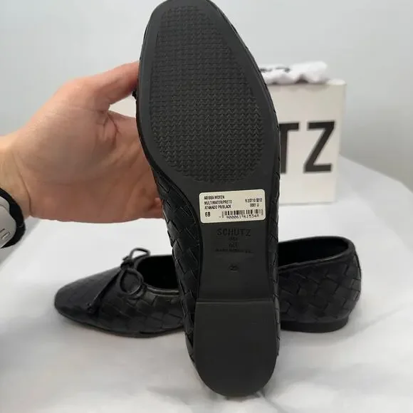 SCHUTZ New in Box Arissa Woven Ballet Square Toe Flat in Black // 6 - Picture 10 of 13